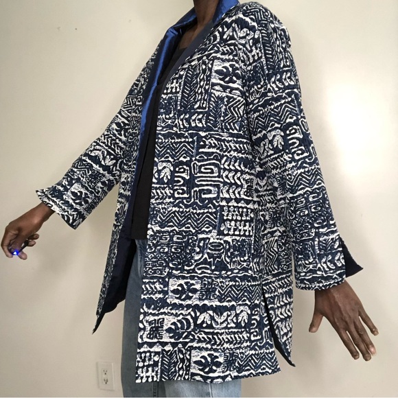 VINTAGE | GUMPS San Francisco Blue Batik Tunic Jacket - Picture 2 of 8